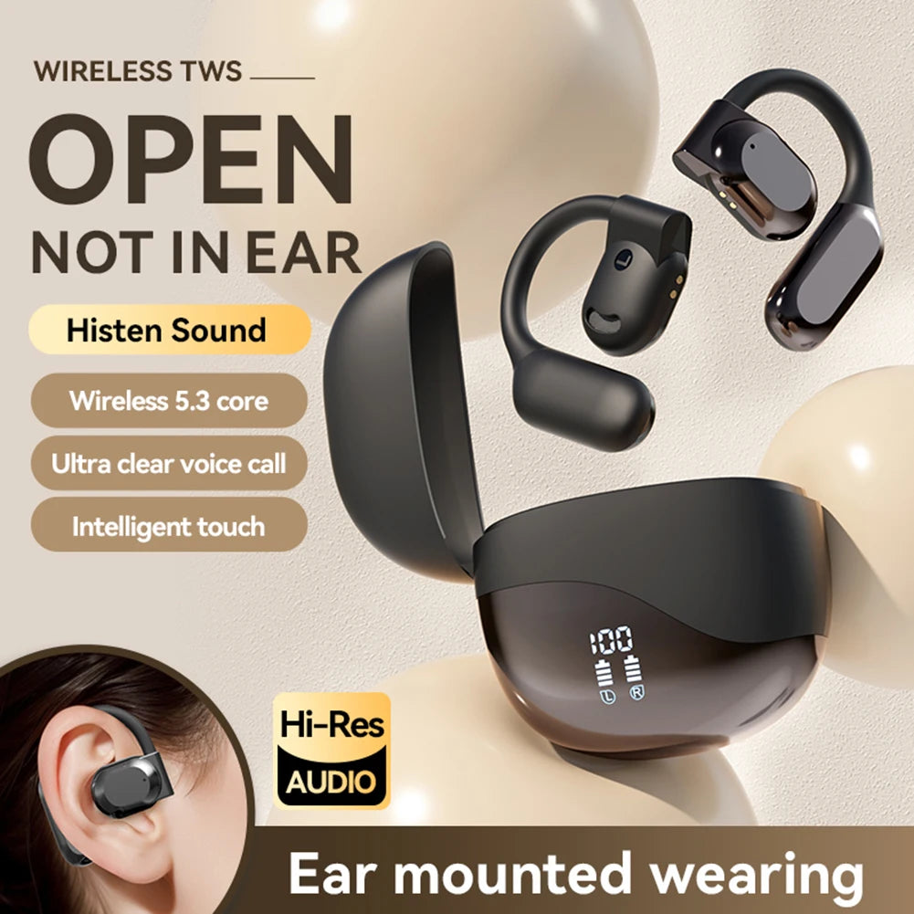 Real Time AI Translator Earbuds Bluetooth-Compatible 5.4 Noise Cancelling Smart Voice Translator Ear Hook Translation Earphones