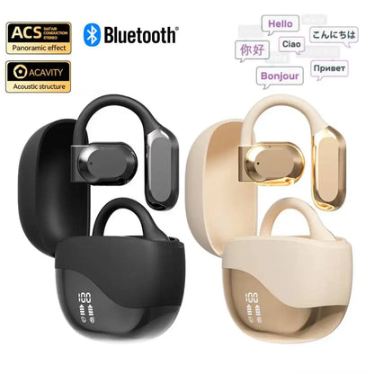Real Time AI Translator Earbuds Bluetooth-Compatible 5.4 Noise Cancelling Smart Voice Translator Ear Hook Translation Earphones